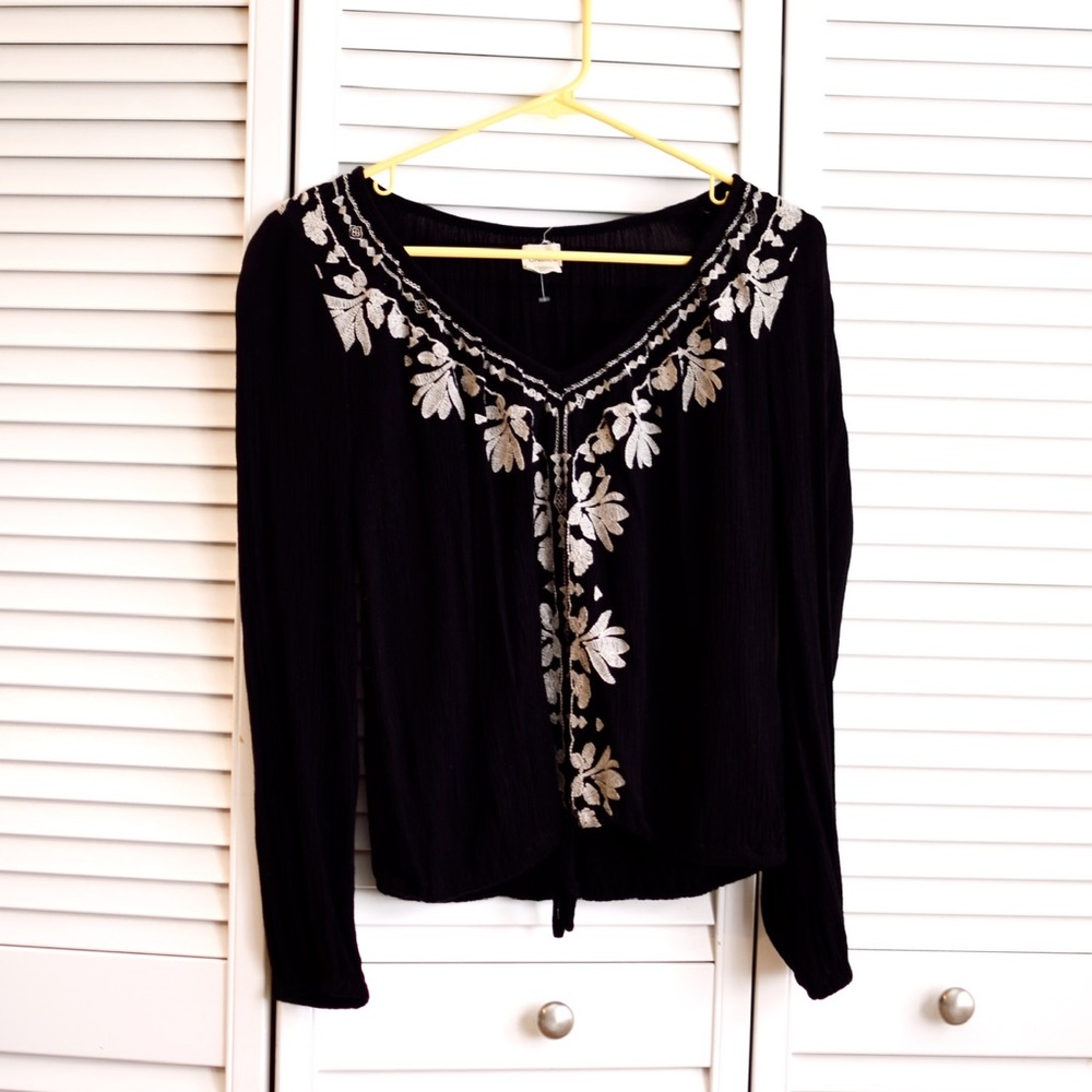 Embroidered Black Blouse